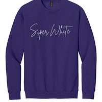 Example Combo_ Purple + Super White Love, Custom Embroidered Sweatshirt