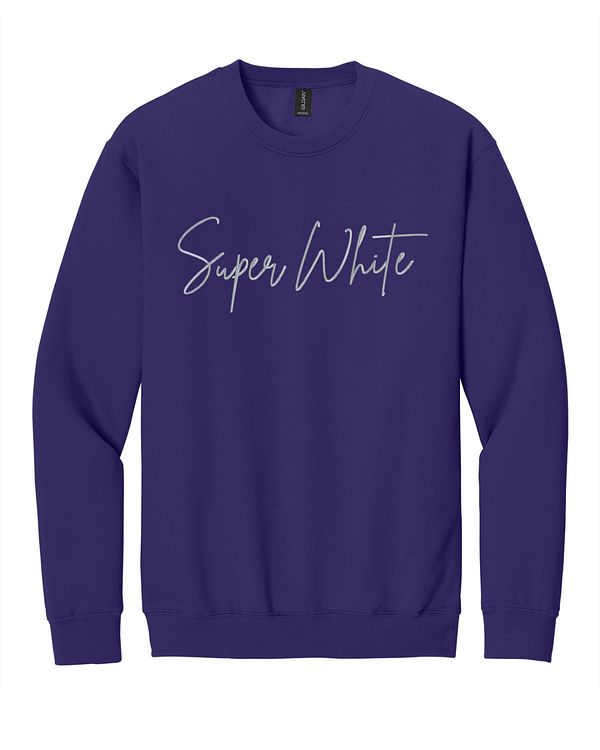 Example Combo_ Purple + Super White Love, Custom Embroidered Sweatshirt