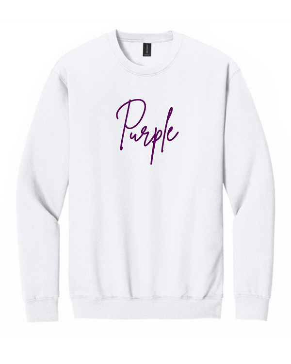 Example Combo_ White + Purple Love, Custom Embroidered Sweatshirt